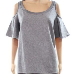 NWT Ralph Lauren Grey Cotton Blend French Terry Cold Shoulder Sweatshirt Top  M